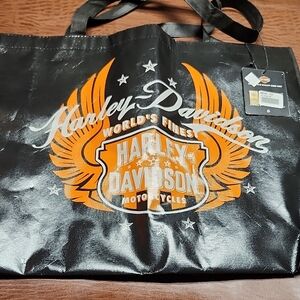 Harley-Davidson Black & Orange Logo Tote Bag